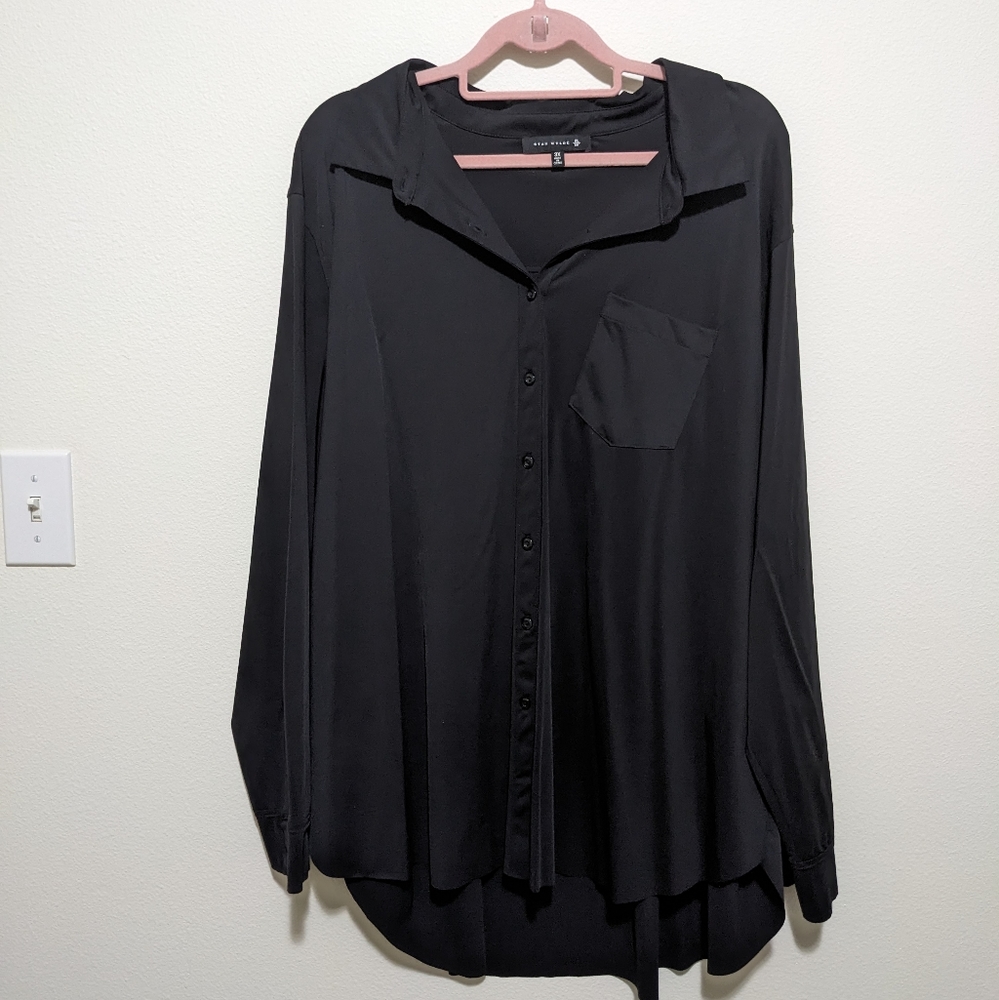 Ryan Wylde Women's Plus-Sized 3XL Black workwear silky blouse